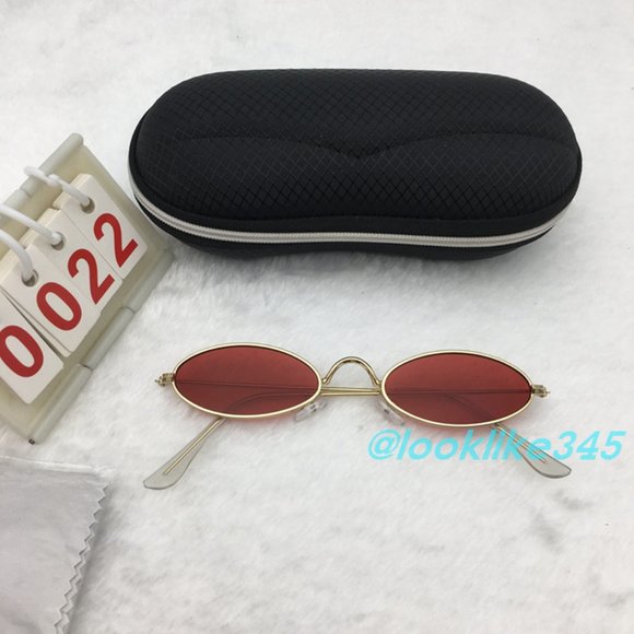 Accessories - Pink Lens Retro Vintage Elliptical Shape 90s Glasses Trendy Y2K Sunglasses